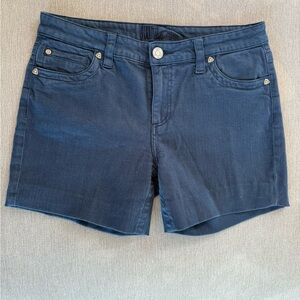 Kut From the Kloth Strech Blue Shorts with Clean Hem and Mid-Rise Fit